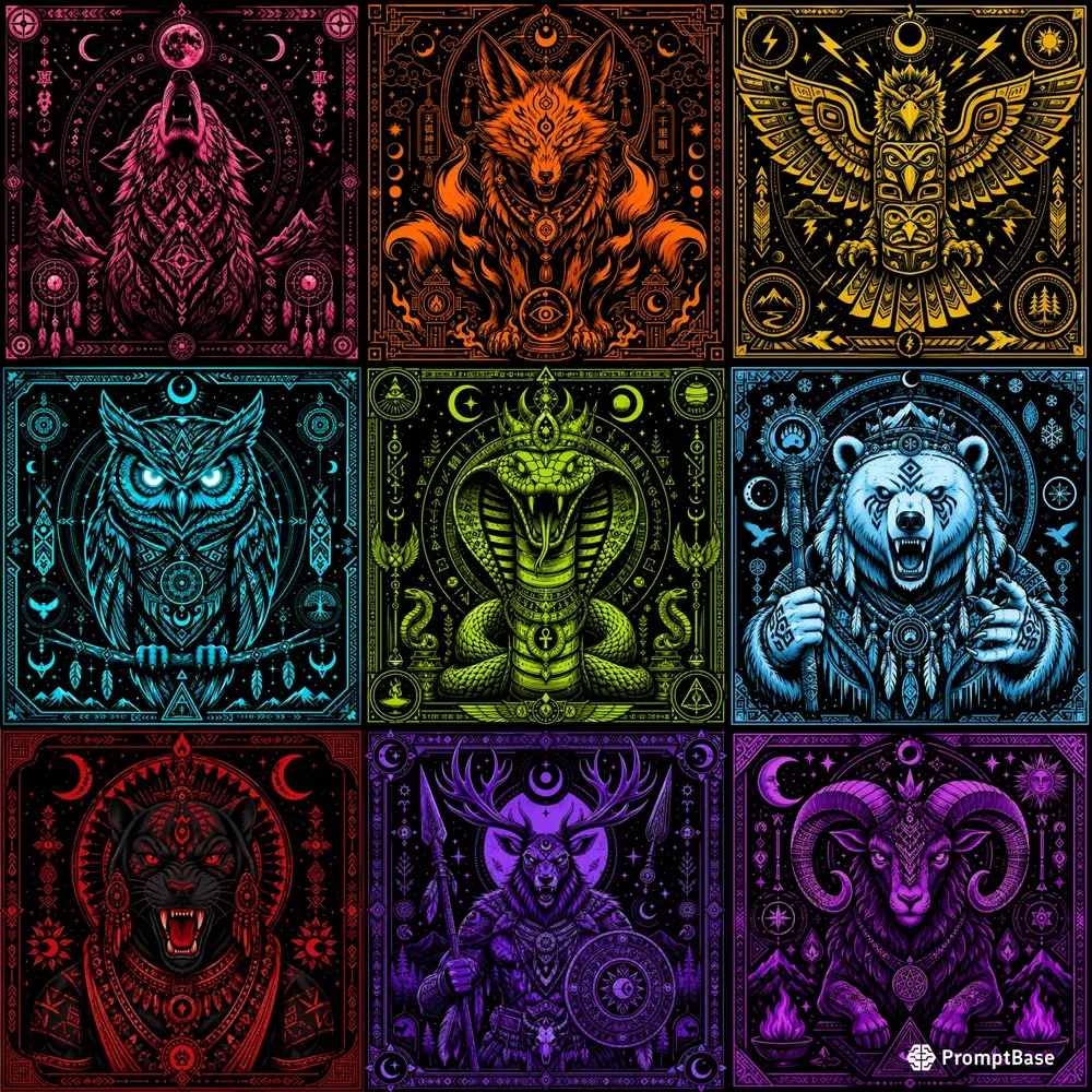 Mystic Neon Beast Totems