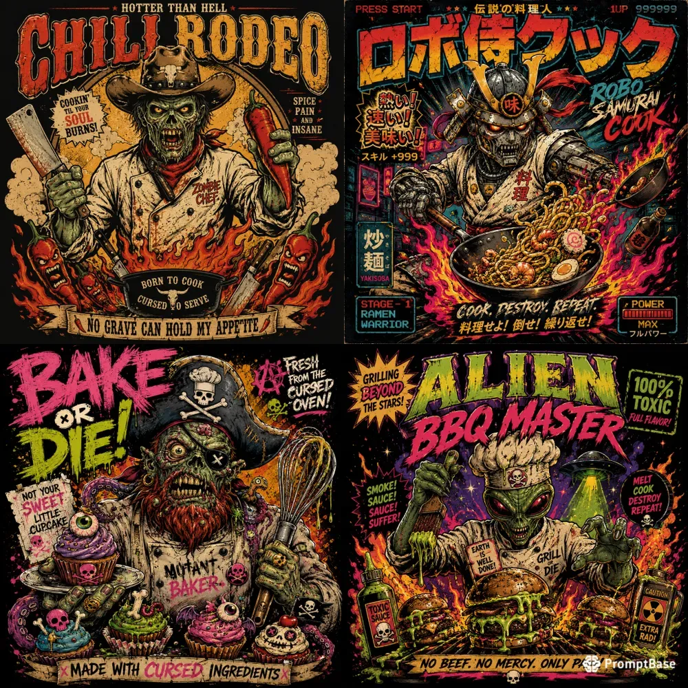 Retro Chaos Kitchen Tees Packs