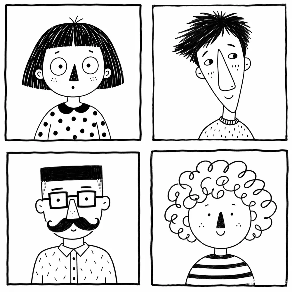 Minimal Quirky Doodle Portraits Packs
