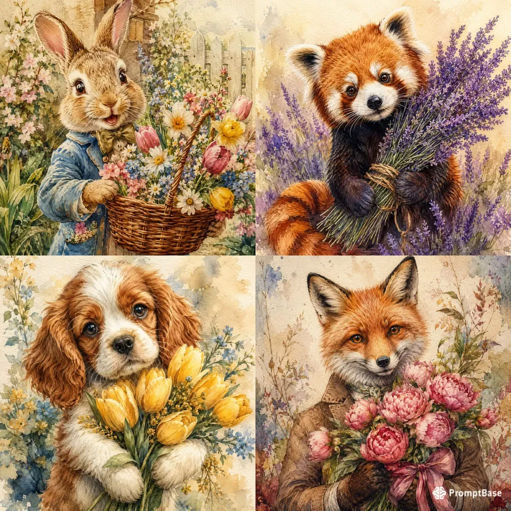Charming Animal Bouquet Portraits