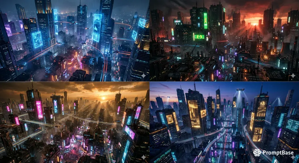 Futuristic Megacity Aerial Photography