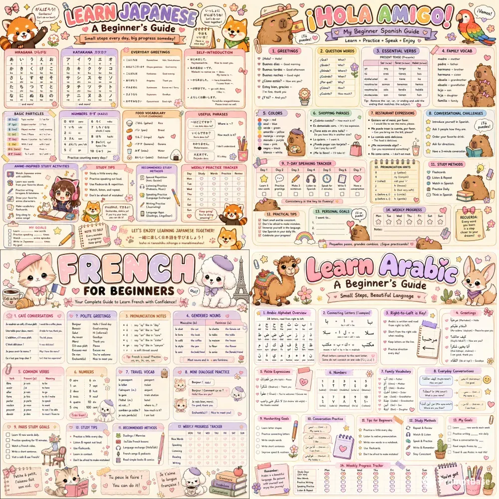 Cute Language Learning Infographics