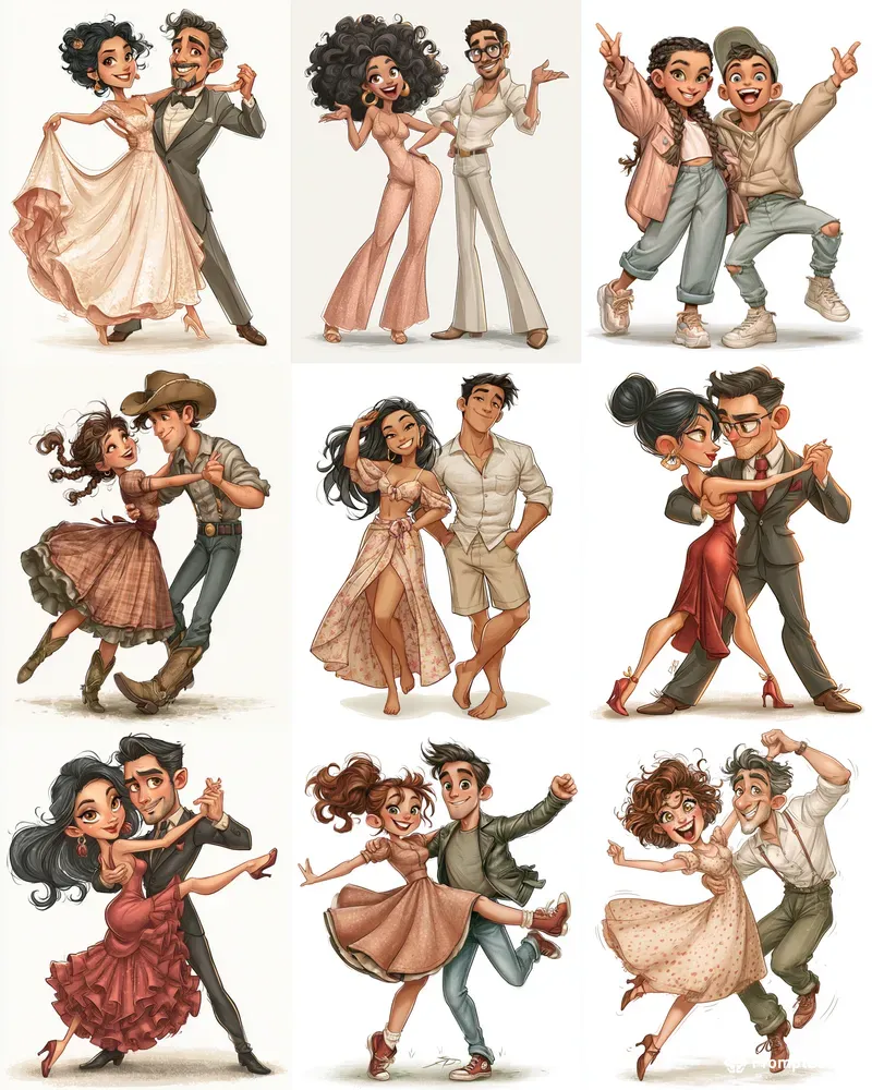 Whimsical Dance Couple Clipart