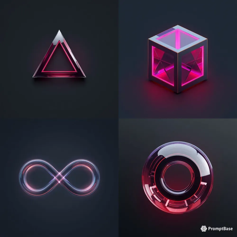 3D Futuristic Minimalist Tech Logos