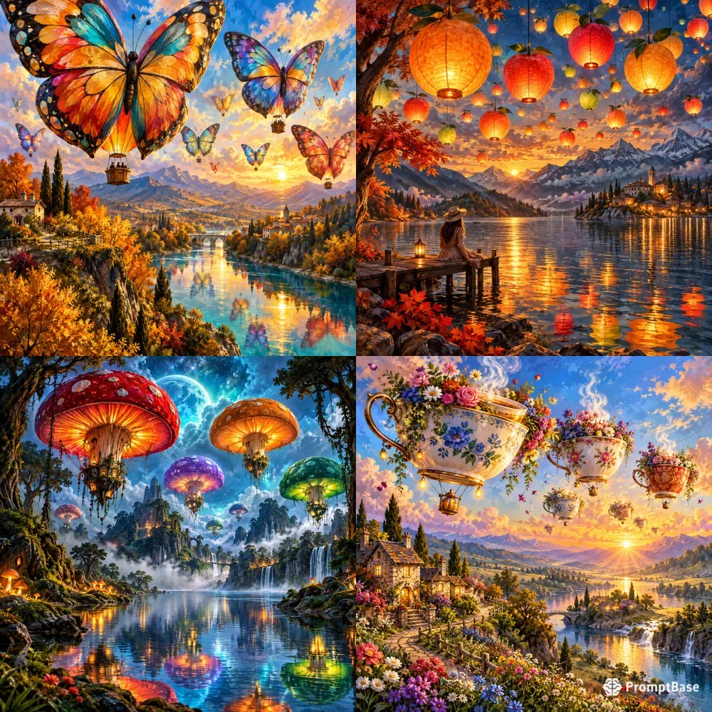 Whimsical Floating Balloon Landscapes