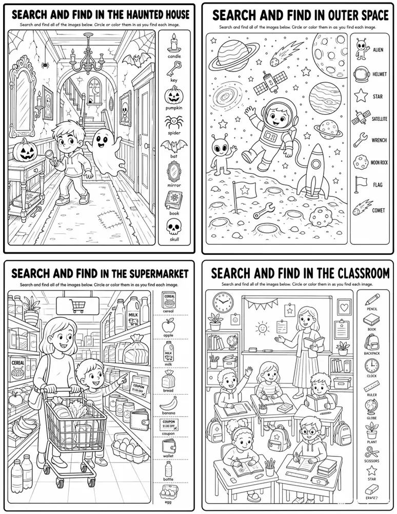 Kids Coloring Book Worksheets