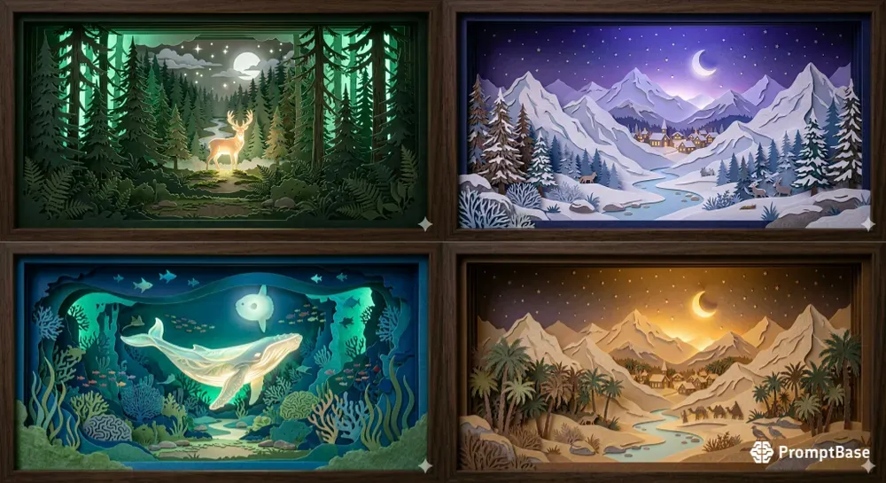 Papercut Layered Shadow Box Art