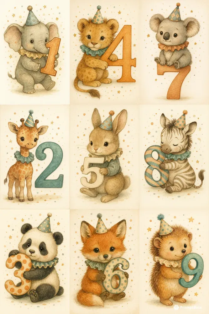 Whimsical Nursery Number Animals