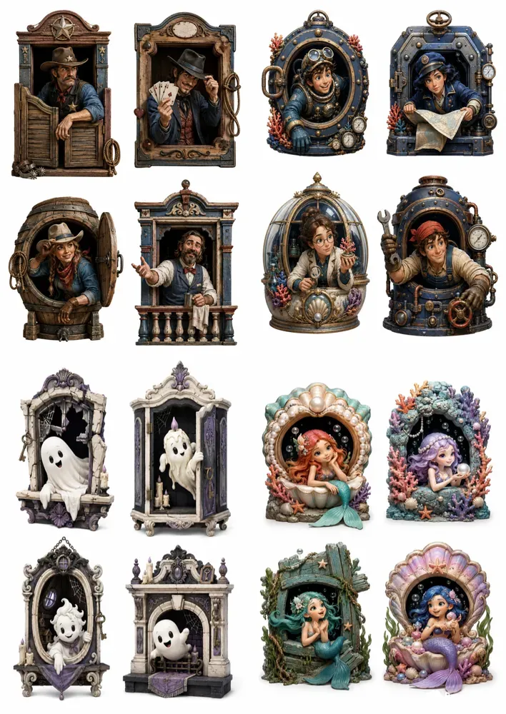 Window Peeker Clipart Sets