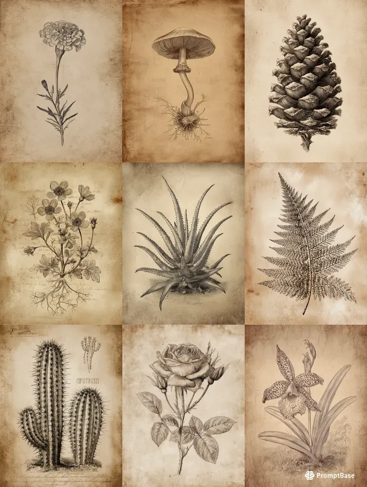 Vintage Botanical Sketch Illustrations