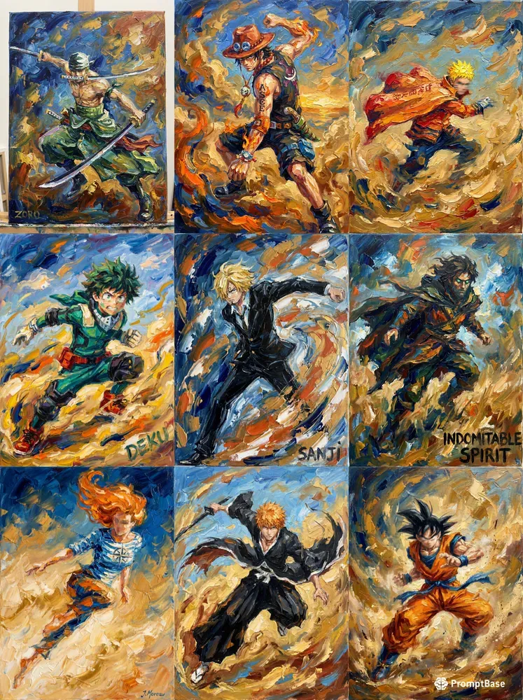 Textured Palette Knife Anime Style