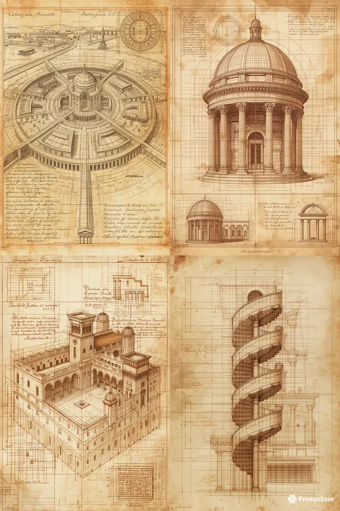 Leonardo Da Vinci Architectural Sketches