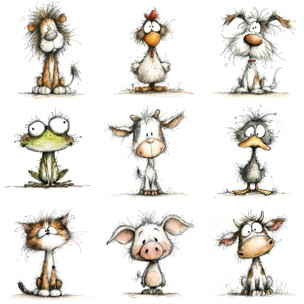 Funny Quirky Animal Logo Illustrations