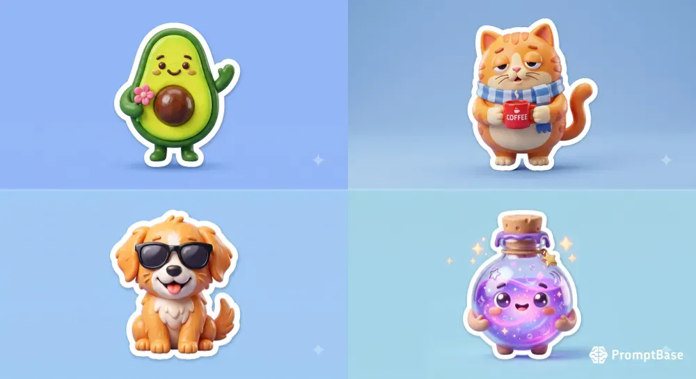 Cute 3D Clay Diecut Sticker Generator