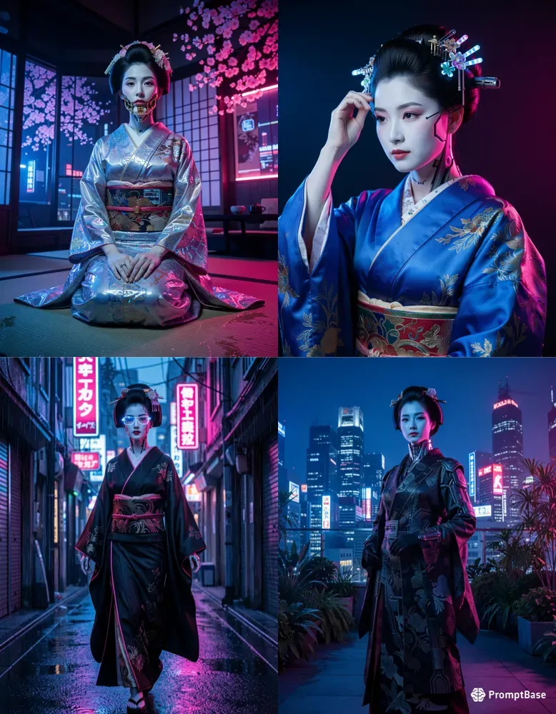 Neo Tokyo Cybernetic Geisha Portraits
