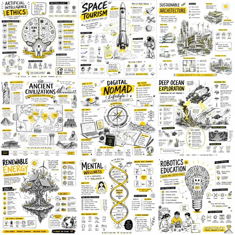 Editorial Sketchnote Infographic Packs