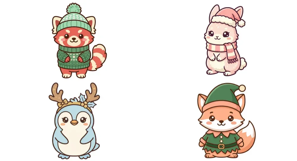Cute Christmas Animal Cliparts