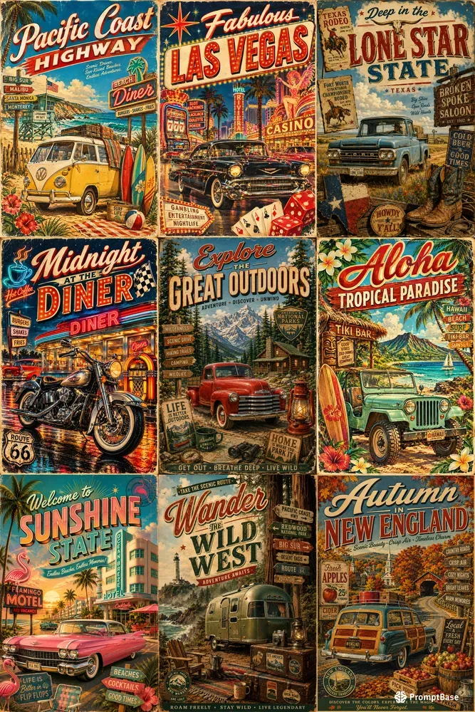 Vintage Americana Travel Posters
