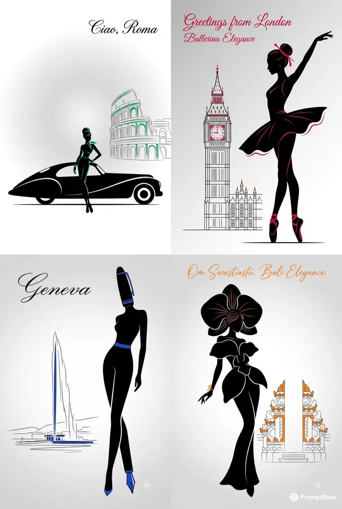 Minimalist Chic Silhouette Travel Art