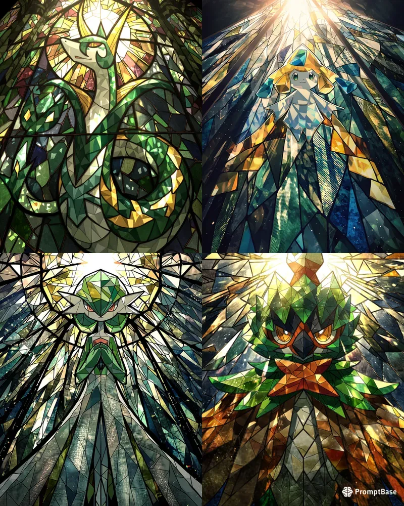 Exquisite Stained Glass Pokemon Designs