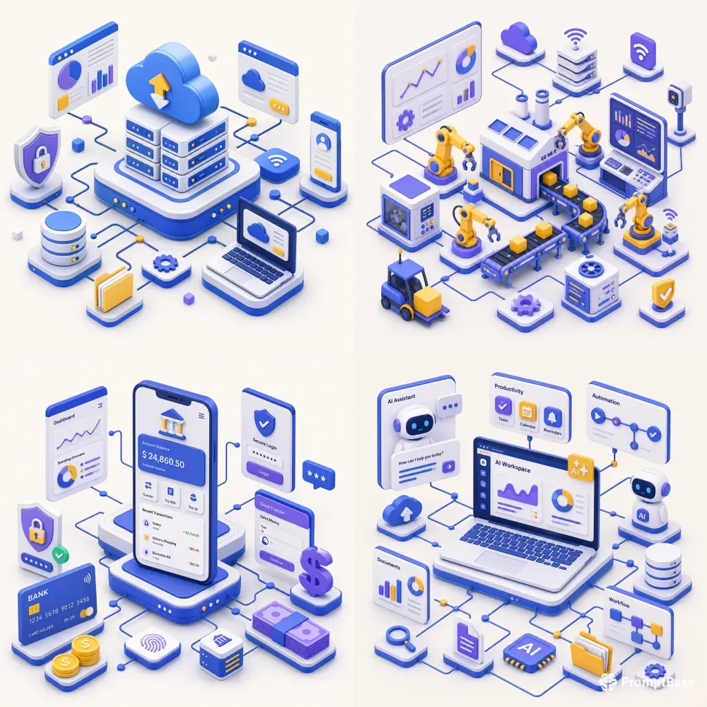 Modern Isometric Tech Ecosystem Kits