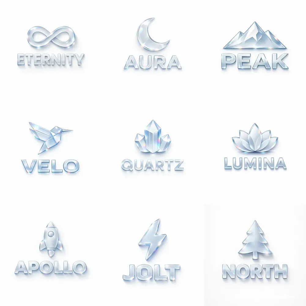 Frosted Glassmorphism 3D Brand Logos