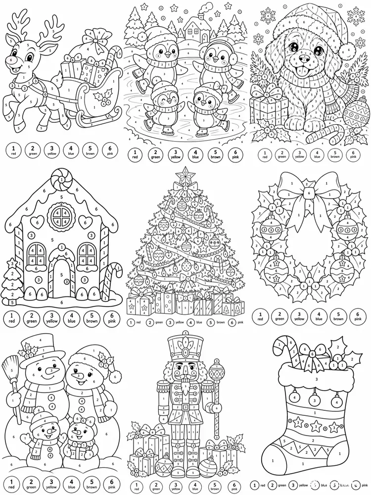 Christmas Color By Number Pages
