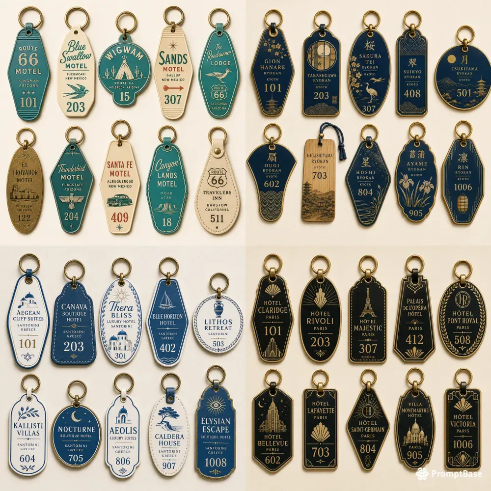 Vintage Hotel Key Tags