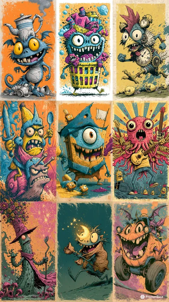 Wild Cartoon Monster Scenes