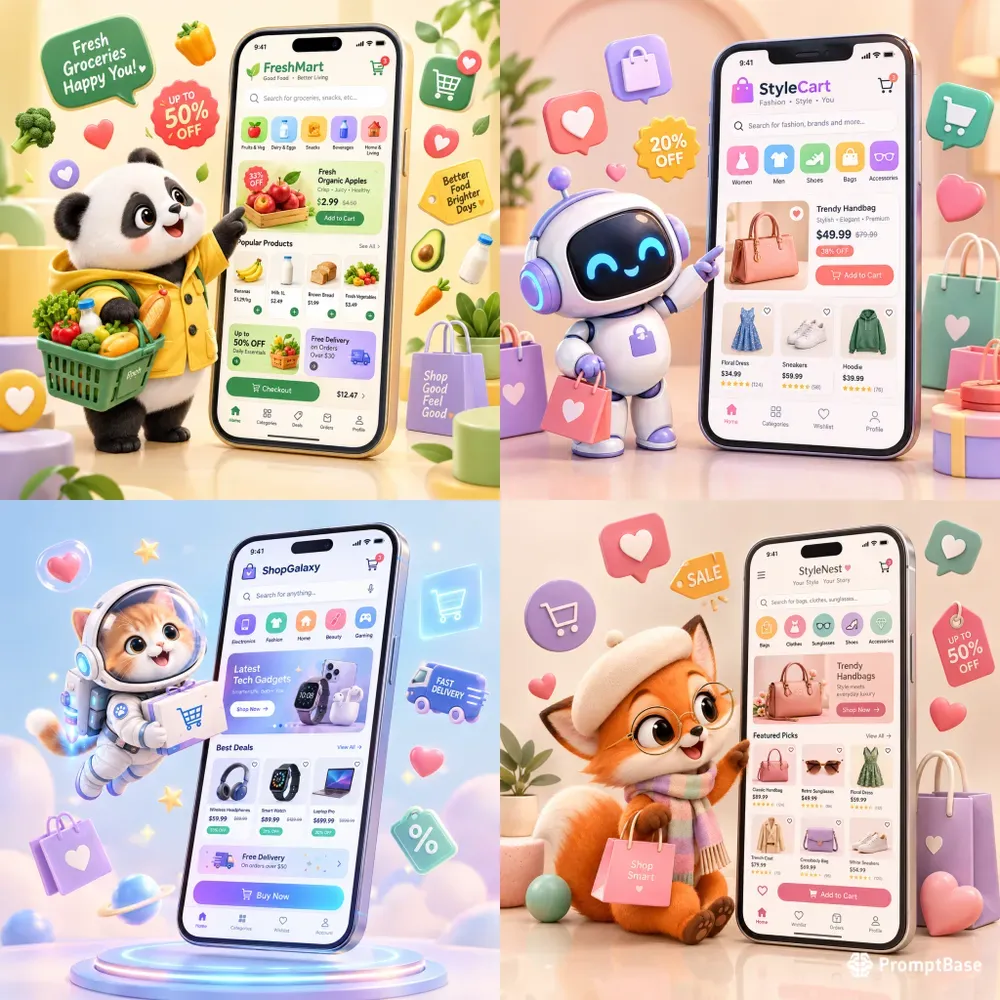 Cute 3D App Showcase Scenes