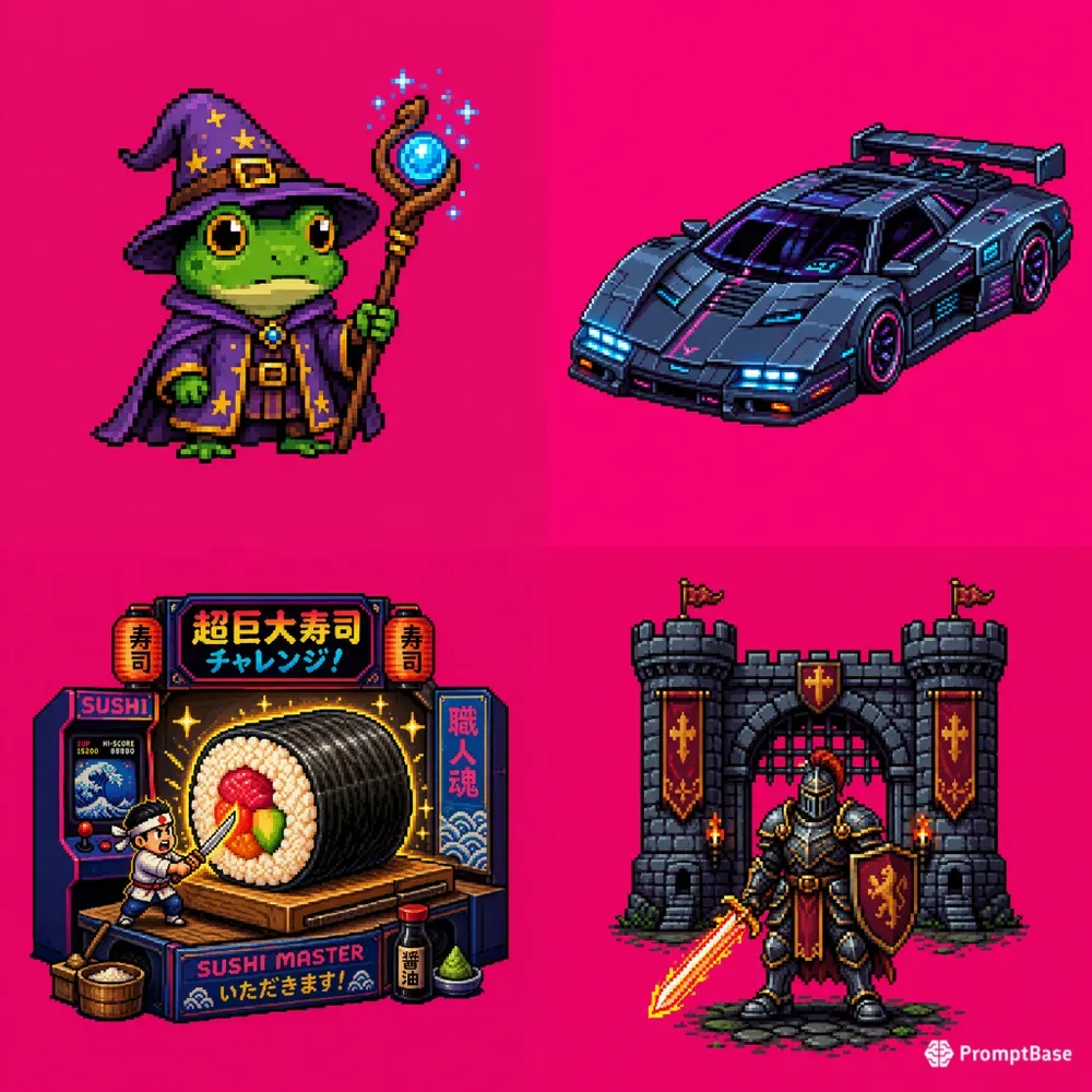 Retro 8 Bit Pixel Art Illustrations