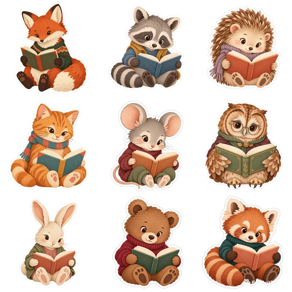 Sticker Designs Cozy Reading Animals