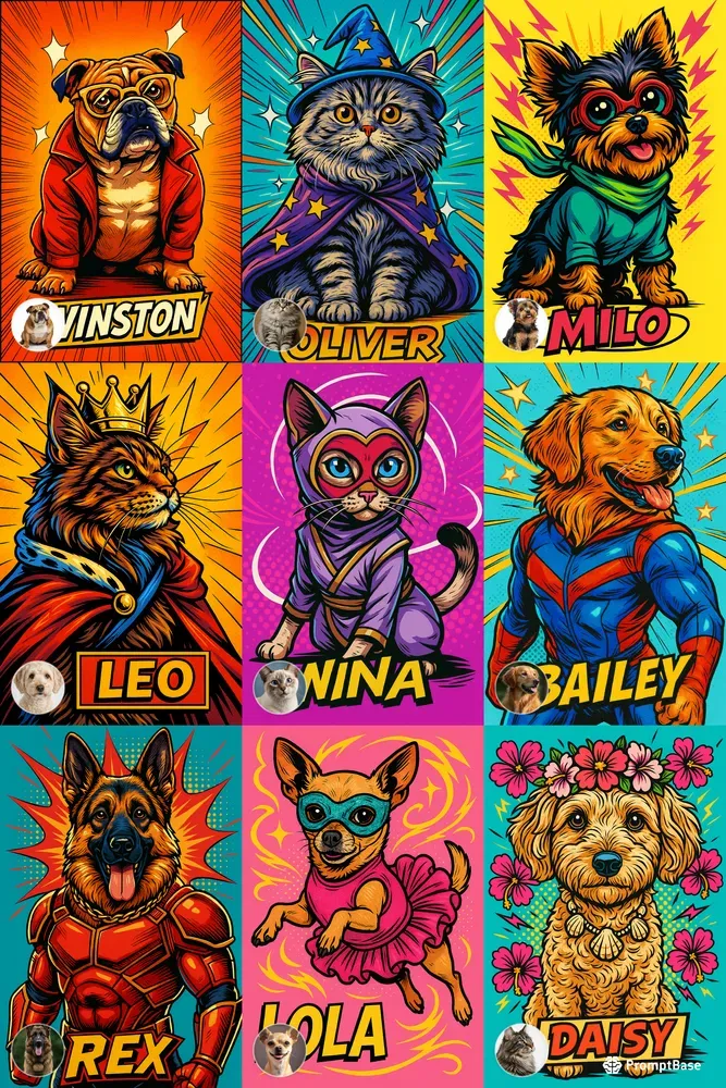 Custom Comic Toon Pet Portraits