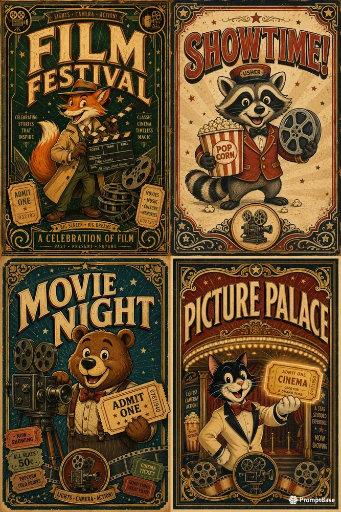 Vintage Cinema Character Posters