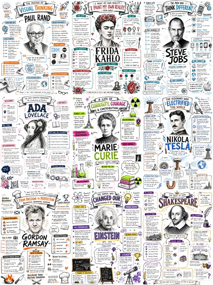 Biographical Sketchnote Infographics