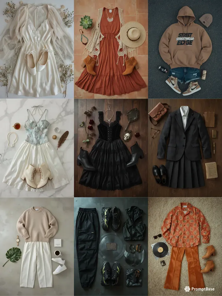 Aesthetic Fashion Flat Lay Mood Boards