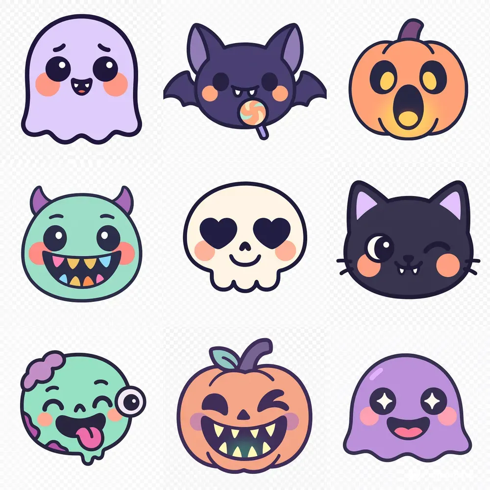 Creepy Cute Emojis Kawaii Halloween