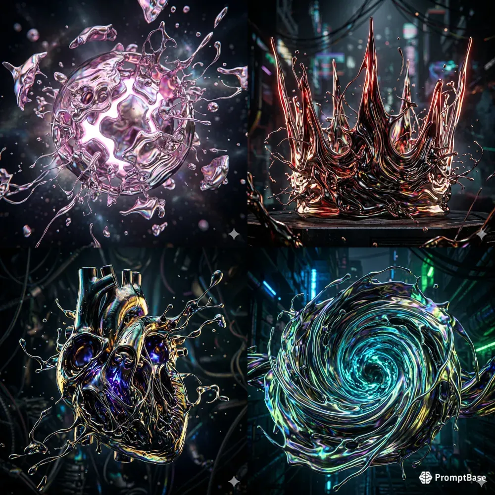 Iridescent 3D Fluid Metal Album Art