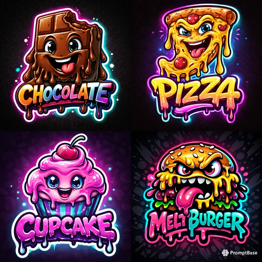 Neon Dripping Mascot Logos