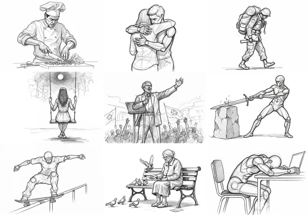 Quick Dynamic Pencil Sketches