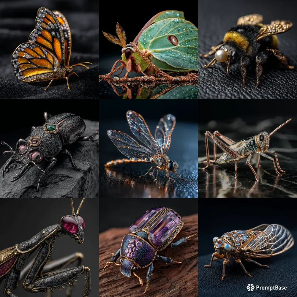 Luxury Cinematic Macro Insect Jewelry
