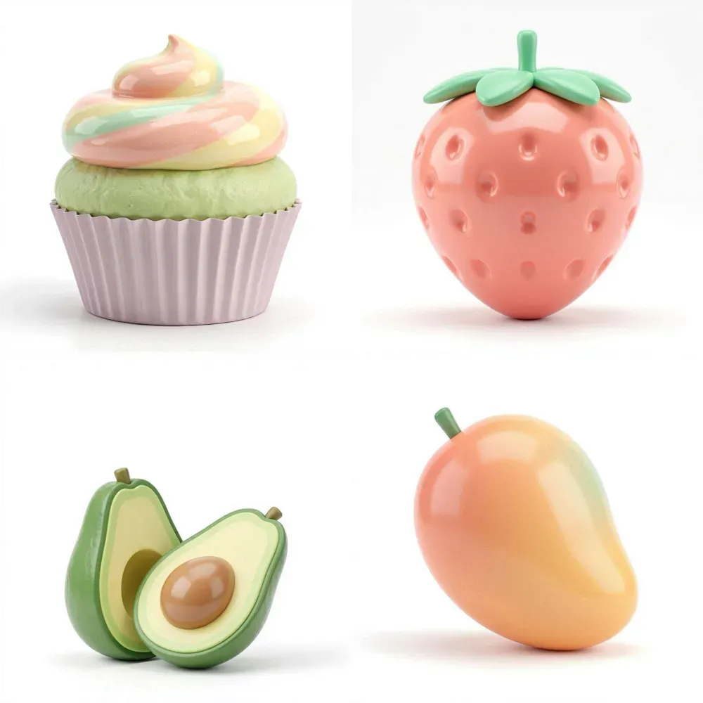 Minimalist 3D Food Fruit Illustrations