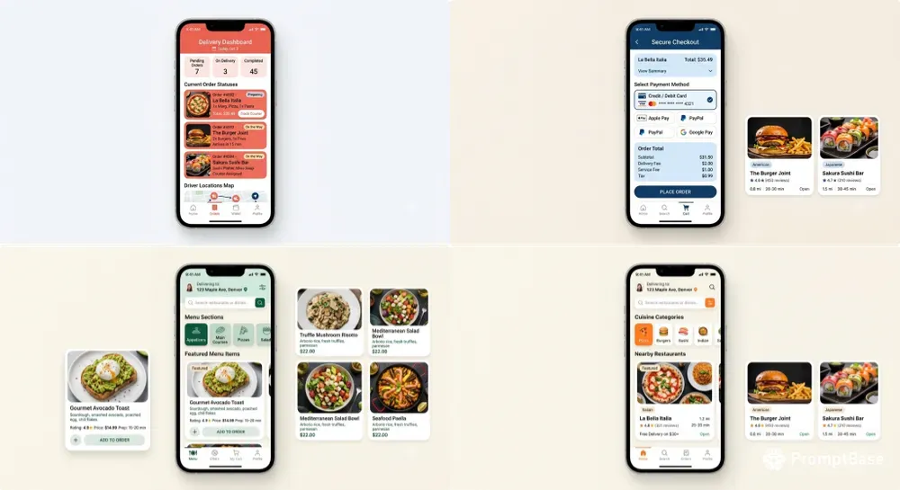 Premium Modern Food Delivery UI Templates