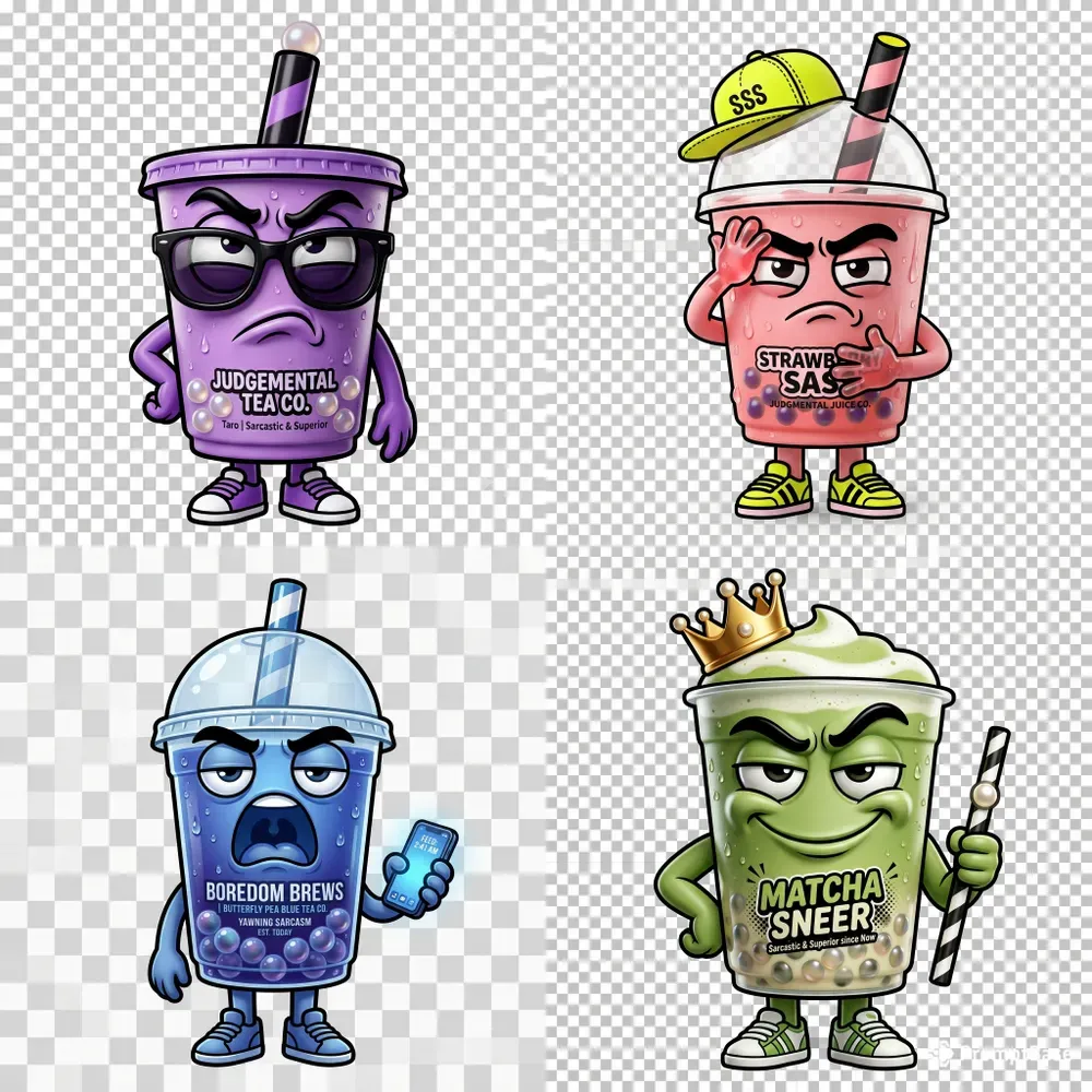 Sassy Boba Pastel Pop Art Stickers