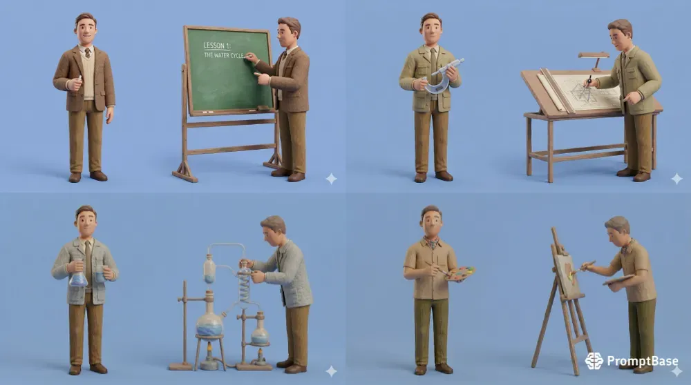 3D Claymation Professions Dual Poses