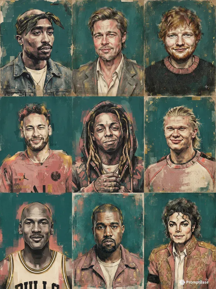 Vintage Painterly Mixed Media Portraits