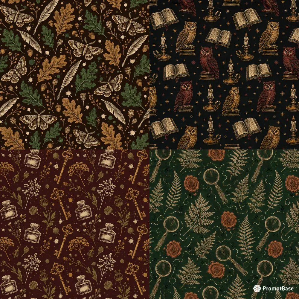 Dark Academia Botanical Patterns