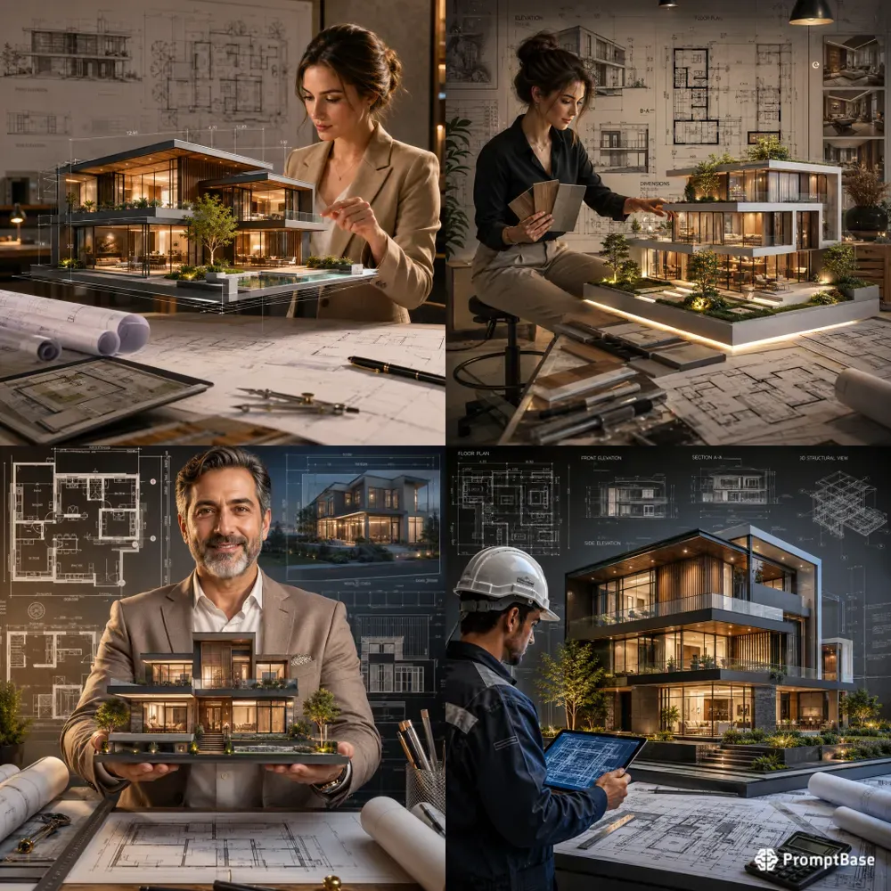 Futuristic Architectural Blueprint Art