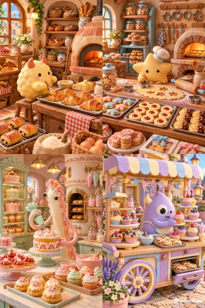 Cute Bakery Clay Monsters