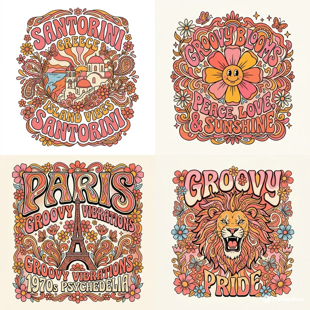 70s Psychedelic Retro Tshirt Graphics